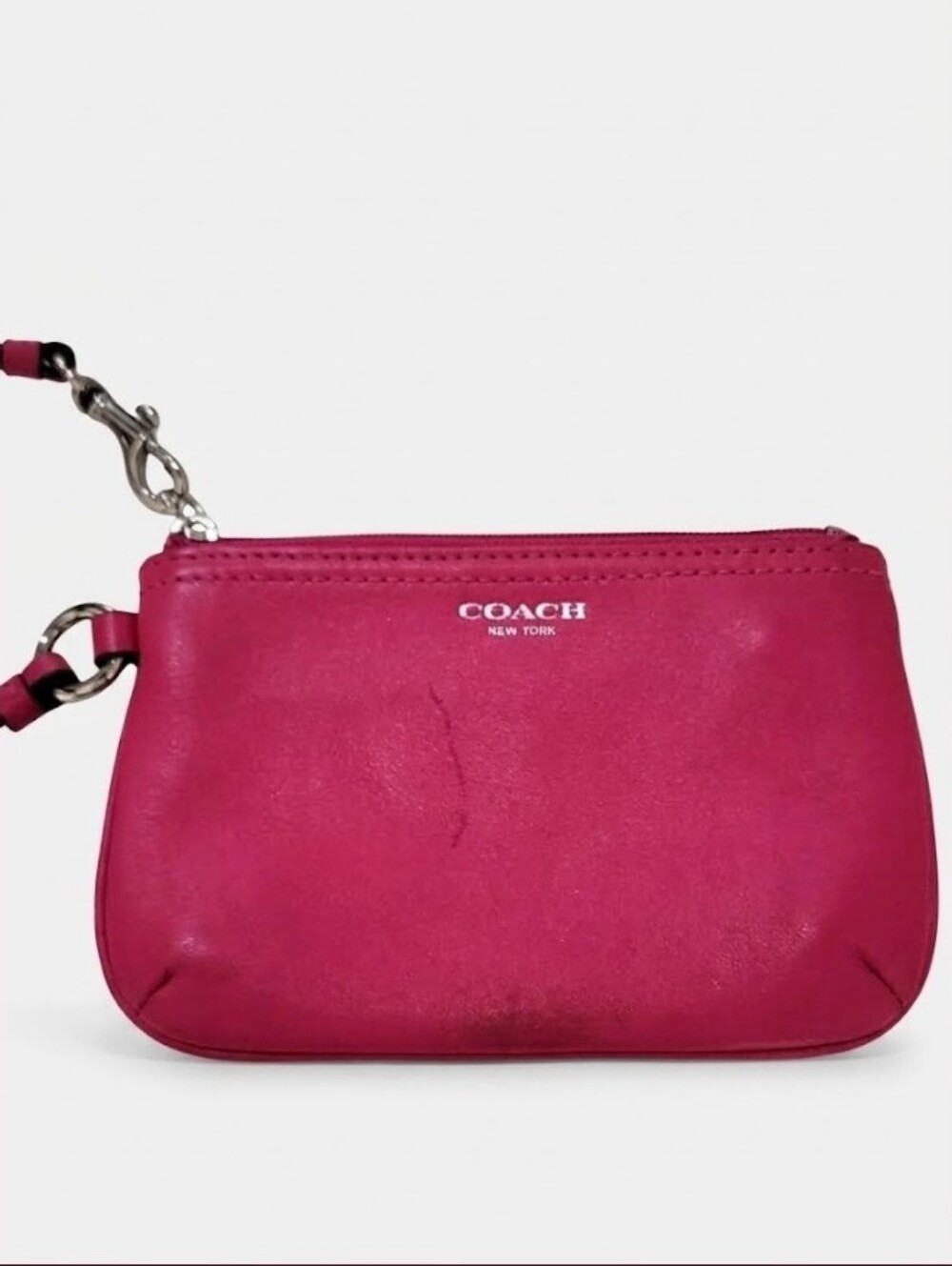 Coach Hot Pink Leather Wristlet Pouch